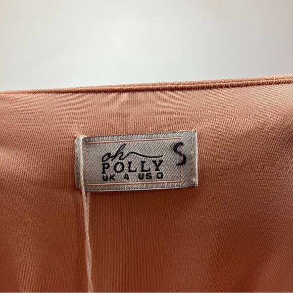 NWT OH POLLY Flatter Me Long Sleeve Ruched Mini Dress Blush 0 - Picture 4 of 5